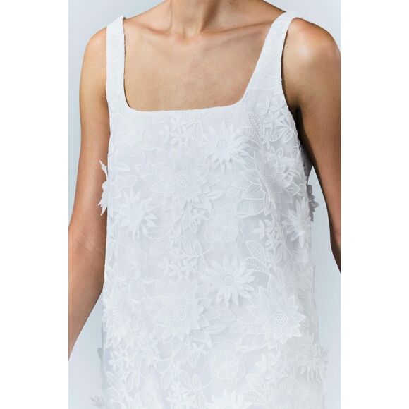 Zara Embroidered White Floral Dress Size Large NWT - Picture 4 of 9